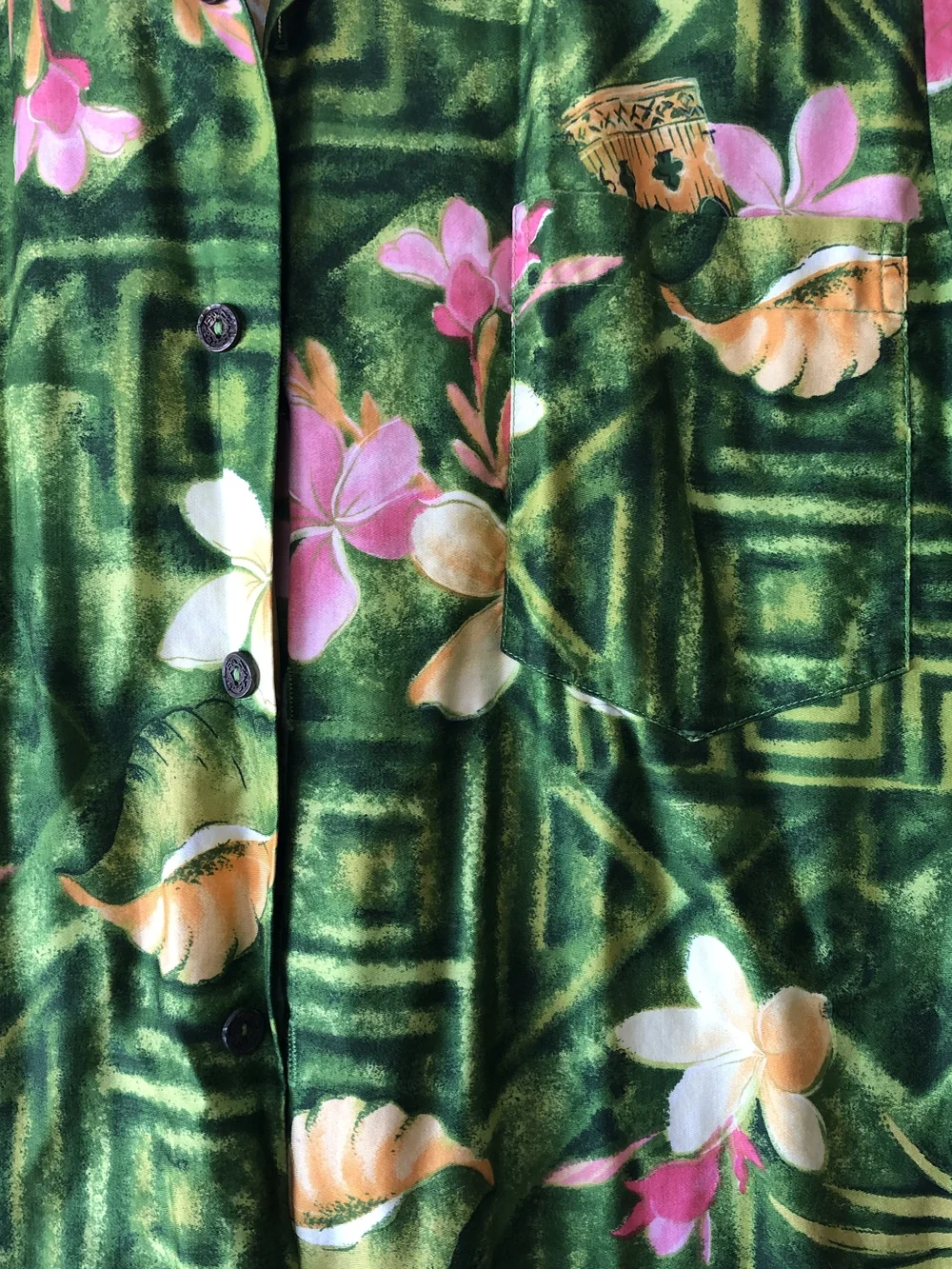 Green Floral Hawaiian Button-Down Shirt - Picture 4 of 4